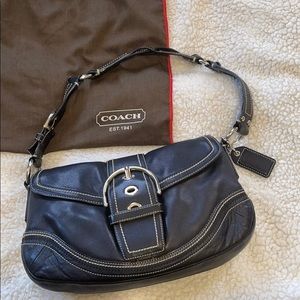 Genuine Leather Coach Handbag with Buckle